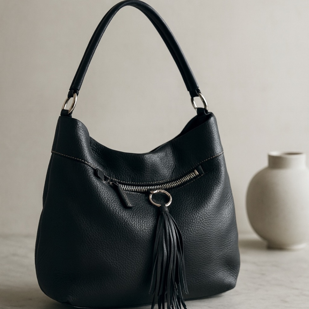Prada Black Leather Hobo Bag